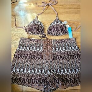 Voyage Mediterranee Collection Capri Bikini Top With Shorts Bottom NWT